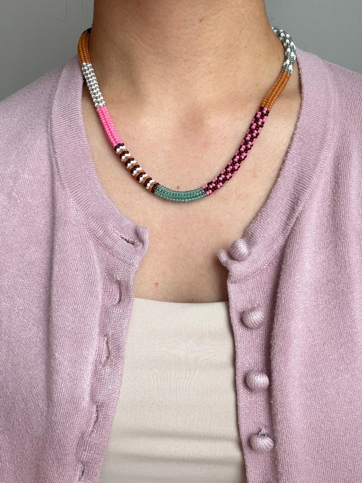 Rosewood Garden Beaded Necklace