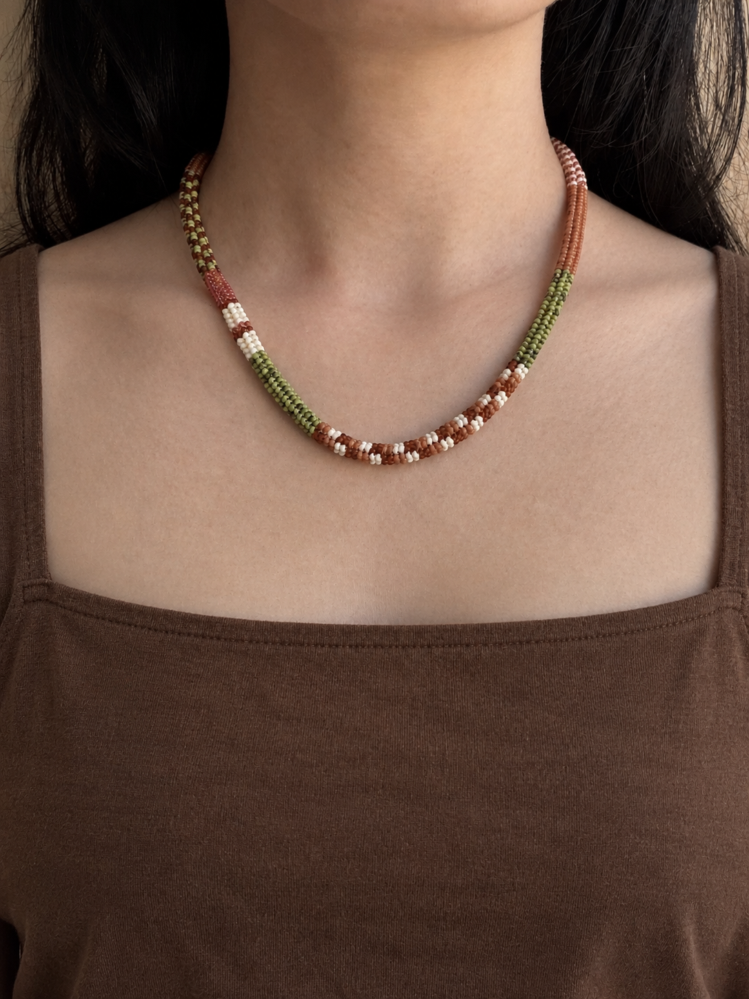Pistachio Patch Beaded Necklace